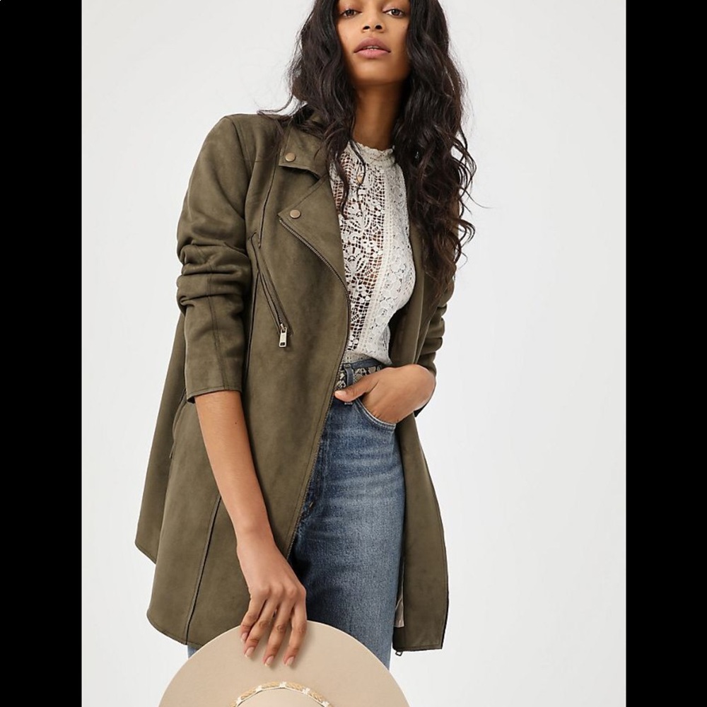 NWT Anthropologie Ripley Sueded Longline Moto Jacket